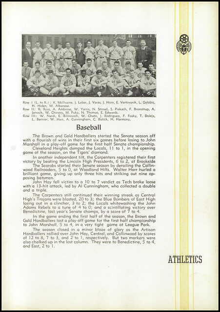 Yearbook East Tech January 1950 Baseball