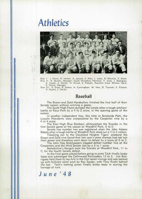 Yearbook East Tech June 1948 Baseball team image 44