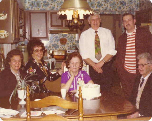 L_R_Rachael_Dolly_Harr_Betty_Ann_Harr_Grandma_Harr_75th_Brthdy_Walter_Harr_Walter_Sonny_Baker_James_Baker_Sr_Jan_1977_Copy