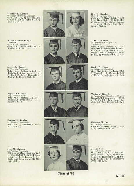 Yearbook Holy Name 1950 Dave Kosak p25